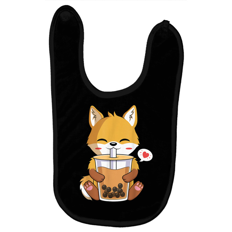 Kawaii Anime Fox Drinking Boba Bubble Tea Lover T Shirt Baby Bibs by atereabag | Artistshot