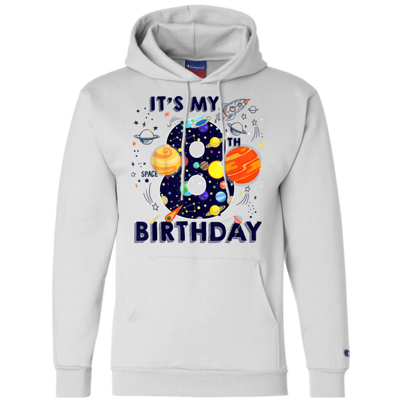 Kids Outer Space 8 Year Old 8th Birthday Party Boys Girls T Shirt Champion Hoodie by emaliekrein | Artistshot