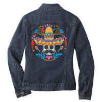 Calavera Moustache Skull Fiesta Sombrero Cinco De Mayo T Shirt Ladies Denim Jacket | Artistshot