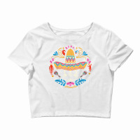 Calavera Moustache Skull Fiesta Sombrero Cinco De Mayo T Shirt Crop Top | Artistshot