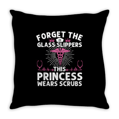 Funny Nurse Gift For Women Cool This Princess Wears Scrubs T Shirt Throw Pillow Designed By Erinalis