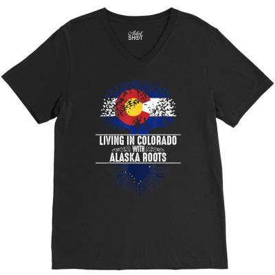 Colorado Home Alaska Roots State Tree Flag Love Gift T Shirt V-neck Tee Designed By Nasus0152