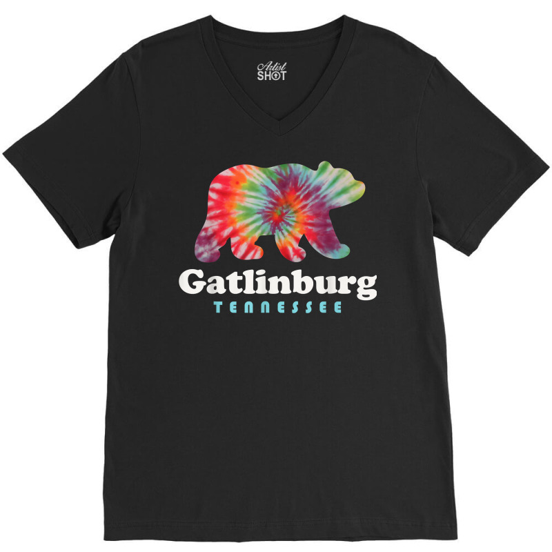 Gatlinburg Tennessee Bear Great Smoky Mountains Tie Dye T Shirt V-Neck Tee by men.adam | Artistshot