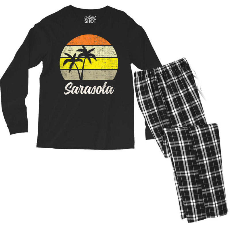 Sarasota Vintage 70s Love Florida Surf Beach Retro Sunset T Shirt Men's Long Sleeve Pajama Set by kogmor58594 | Artistshot