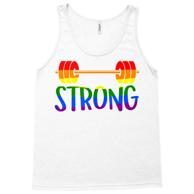 Gay Pride Strong Gym Rainbow Barbell Tank Top Tank Top | Artistshot