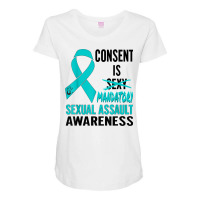 Nn Teal Ribbon Sexual Assault Awareness Costume Warrior T Shirt Maternity Scoop Neck T-shirt | Artistshot