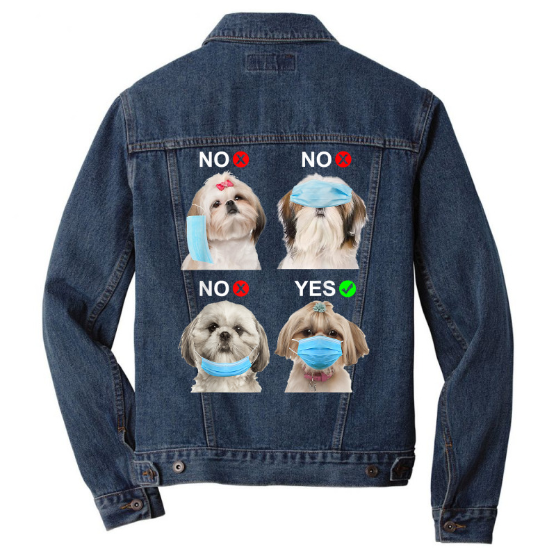 Shih Tzu Wear Face Mask Right Funny Dog Lover For Men Women T Shirt Men Denim Jacket by atereabag | Artistshot