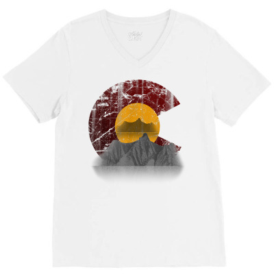 Colorado State Flag Mountain T Shirt V-neck Tee Designed By Nasus0152