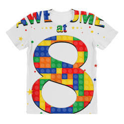 building blocks bricks awesome at 8 years old birthday boy t shirt All Over Women's T-shirt | Artistshot