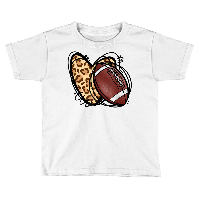 Leopard Football Love Heart Football Lover Football Season T Shirt Toddler T-shirt by atereabag | Artistshot