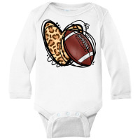 Leopard Football Love Heart Football Lover Football Season T Shirt Long Sleeve Baby Bodysuit | Artistshot