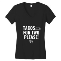 Tacos For Two Please Pregnancy Announcement White Women's V-neck T-shirt | Artistshot