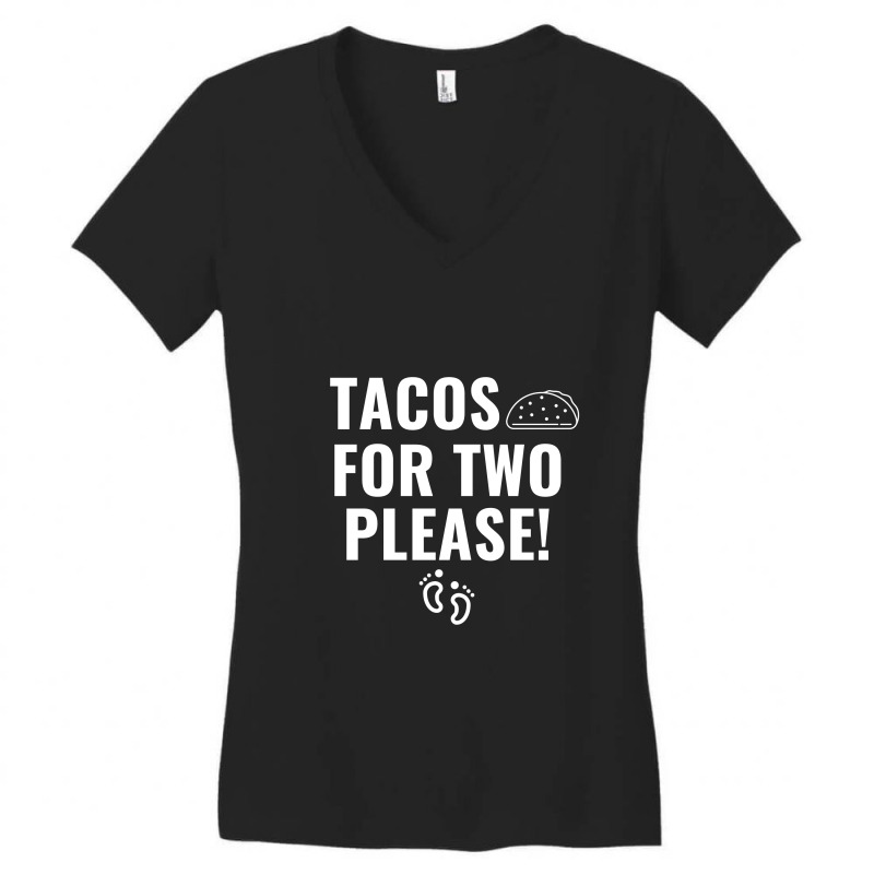 Tacos For Two Please Pregnancy Announcement White Women's V-Neck T-Shirt by Perfect Designers | Artistshot