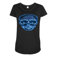 Electric Blue Skull Maternity Scoop Neck T-shirt | Artistshot