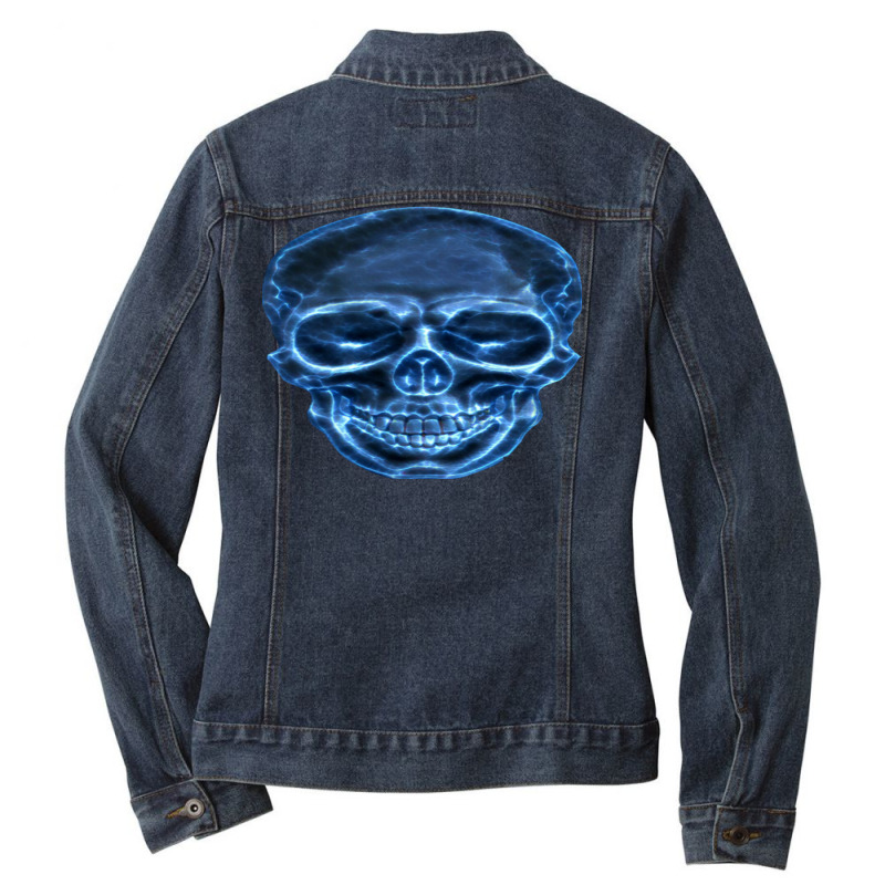 Electric Blue Skull Ladies Denim Jacket by sukhendu12 | Artistshot