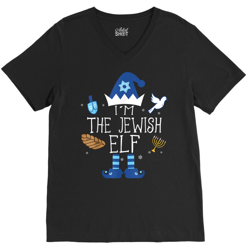 Happy Hanukkah Jewish Elf Family Group Christmas Pajama Gift T Shirt V-neck Tee | Artistshot