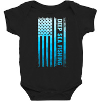 Deep Sea Fishing Usa Flag Deep Sea Fishing Rod Man Saltwater T Shirt Baby Bodysuit | Artistshot