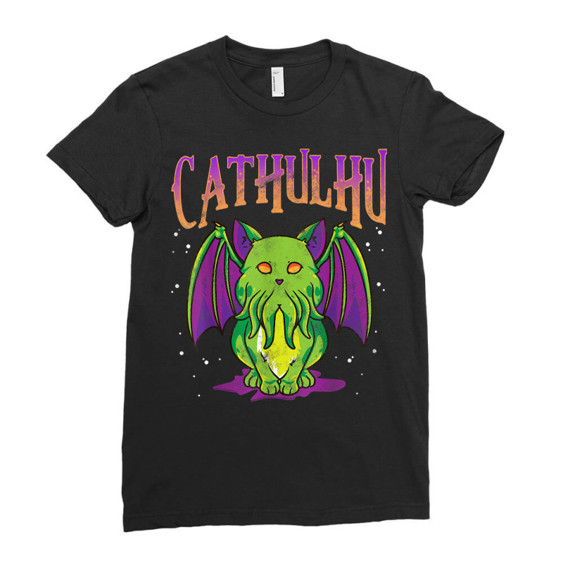 Cute Cathulhu Kawaii Kitten Cat Cthulhu Pun T Shirt Ladies Fitted T-Shirt by oluwafemimccullers | Artistshot