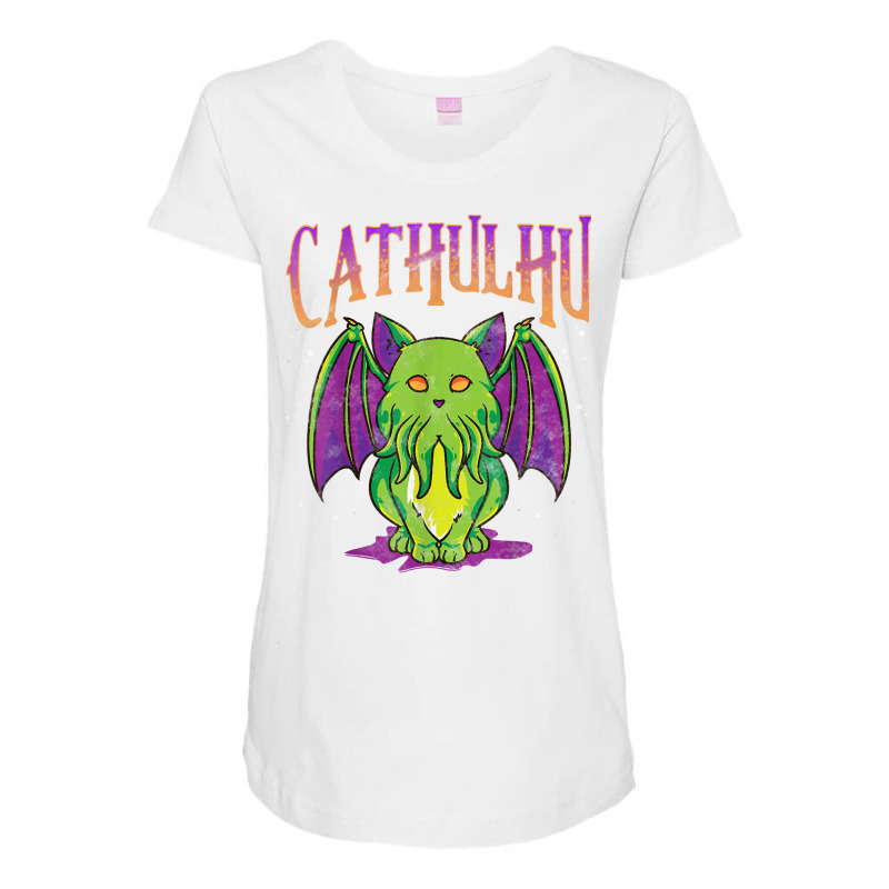 Cute Cathulhu Kawaii Kitten Cat Cthulhu Pun T Shirt Maternity Scoop Neck T-shirt by oluwafemimccullers | Artistshot