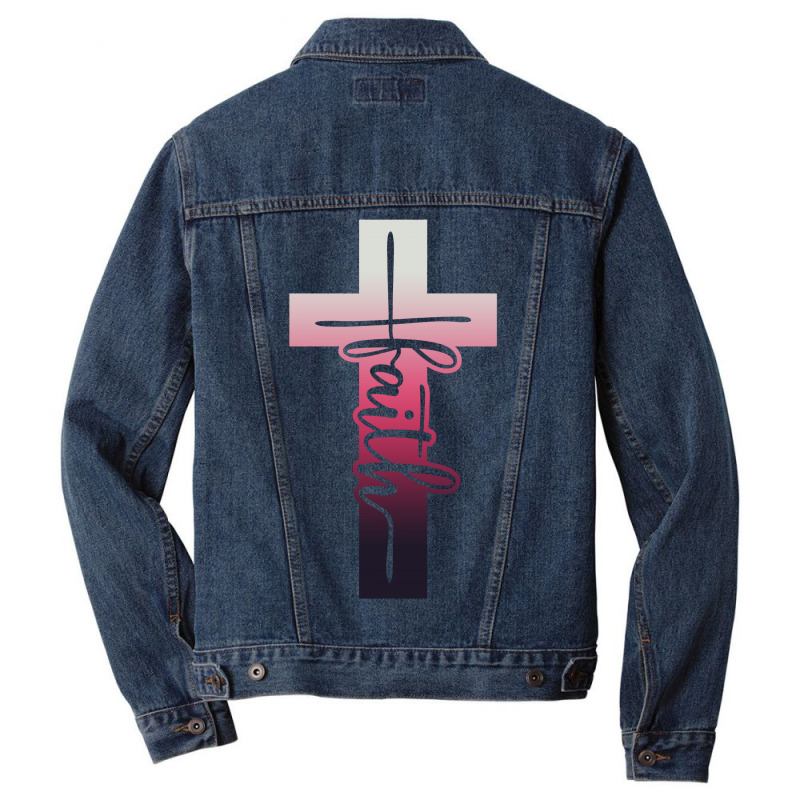 Custom Faith Men Denim Jacket By Badaudesign - Artistshot