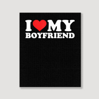 I Love My Boyfriend Tshirt Funny Valentine Red Heart Love T Shirt Portrait Canvas Print | Artistshot