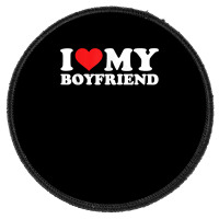 I Love My Boyfriend Tshirt Funny Valentine Red Heart Love T Shirt Round Patch | Artistshot