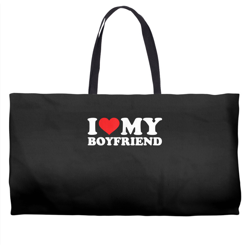 I Love My Boyfriend Tshirt Funny Valentine Red Heart Love T Shirt Weekender Totes | Artistshot