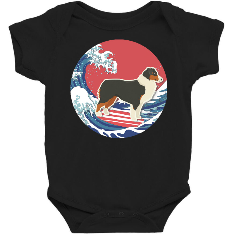 Australian Shepherd T  Shirt Australian Shepherd Gifts   Ocean Waves S Baby Bodysuit by remoteriver | Artistshot