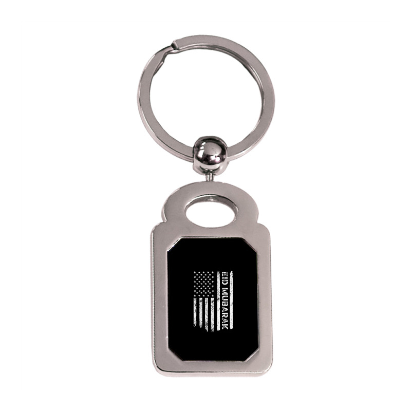 Eid Mubarak For Muslim American Men Eid Al Fitr  Al Adha T Shirt Silver Rectangle Keychain | Artistshot