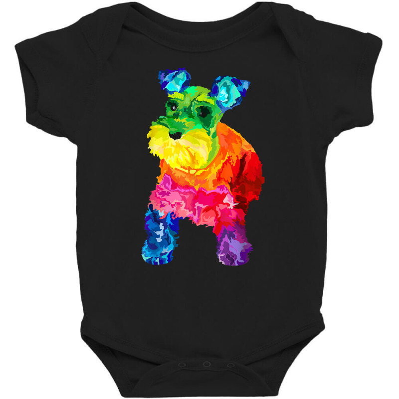 Dog Lover Gifts Mini Schnauzer Colorful Miniature Schnauzer T Shirt Baby Bodysuit by ayedencoplon | Artistshot