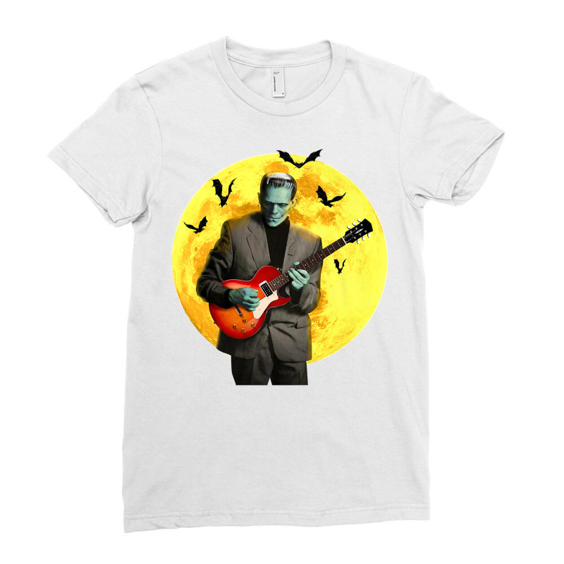 Frankenguitar Frankenstein Plays Electric Guitar Halloween Premium T S Ladies Fitted T-Shirt by tamkyfashions | Artistshot