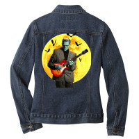 Frankenguitar Frankenstein Plays Electric Guitar Halloween Premium T S Ladies Denim Jacket | Artistshot