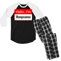 Hello I'm Vengeance Name Tag   Funny Superhero Reference T Shirt Men's 3/4 Sleeve Pajama Set | Artistshot