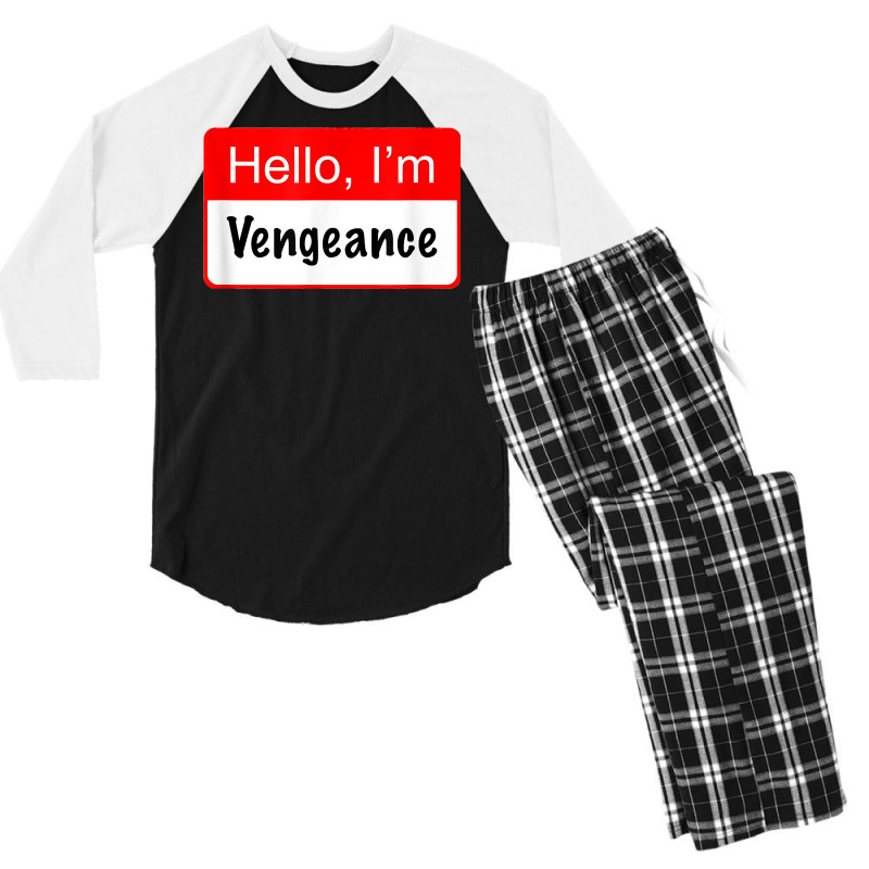 Hello I'm Vengeance Name Tag   Funny Superhero Reference T Shirt Men's 3/4 Sleeve Pajama Set | Artistshot