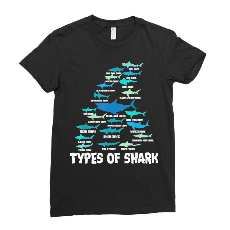 Nurse T  Shirt Types Of Shark Megalodon Great White Nurse Shark T  Shi Ladies Fitted T-Shirt by tallblocks | Artistshot