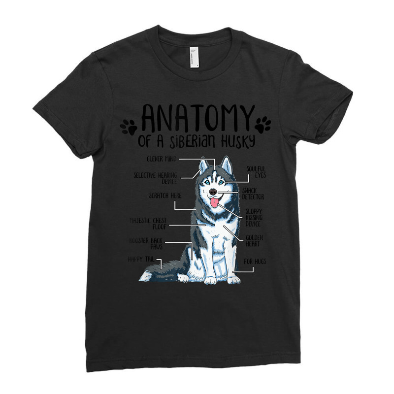 Funny Anatomy Siberian Husky Dog Lover T Shirt Ladies Fitted T-Shirt by men.adam | Artistshot