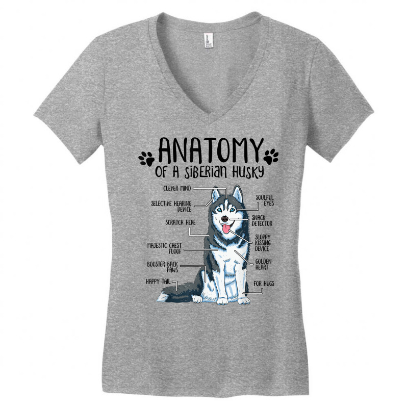 Funny Anatomy Siberian Husky Dog Lover T Shirt Women's V-Neck T-Shirt by men.adam | Artistshot