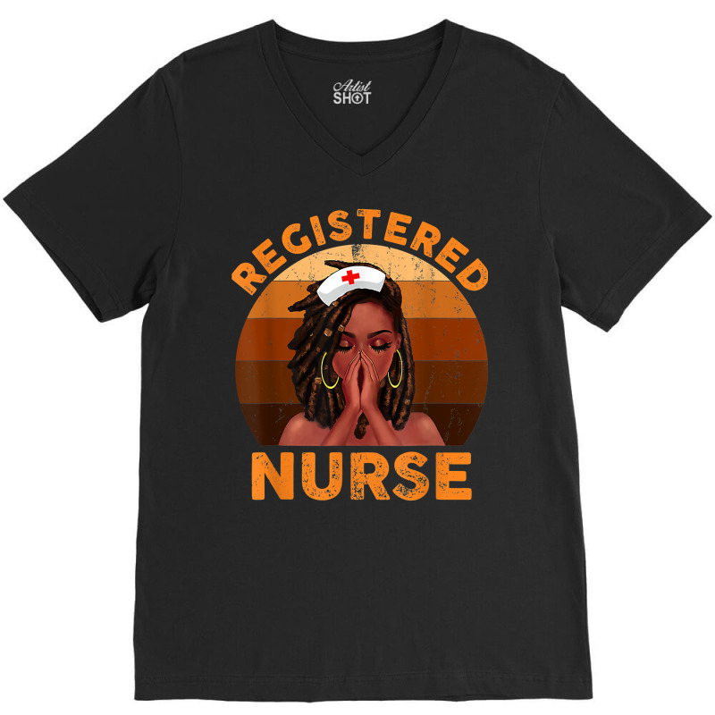 Retro Registered Nurse Black Girl Magic Black History Month T Shirt V-neck Tee | Artistshot