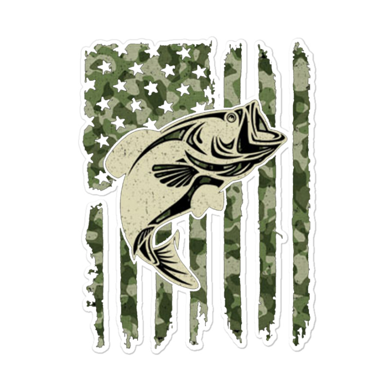 Custom Camouflage American Flag Bass Fishing Sticker By Armon