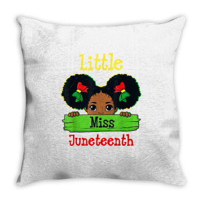 Little Miss Juneteenth Brown Skin Princess Cute Girls Kids T Shirt Throw Pillow Designed By 1lbxlg17