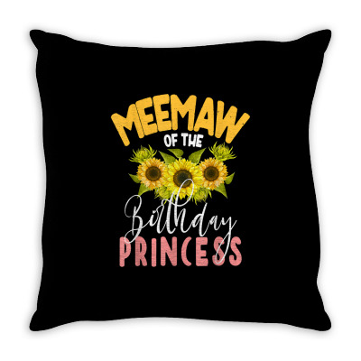 Meemaw Of The Birthday Princess Sunflower Matching Family T Shirt Throw Pillow Designed By 1lbxlg17