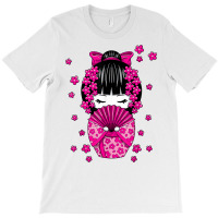 Kawaii Kokeshi Doll With Japanese Cherry Blossom Flowers T Shirt T-shirt | Artistshot