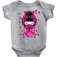 Kawaii Kokeshi Doll With Japanese Cherry Blossom Flowers T Shirt Baby Bodysuit | Artistshot