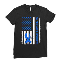 American Flag Colon Cancer Awareness Survivor Fighter T Shirt Ladies Fitted T-shirt | Artistshot