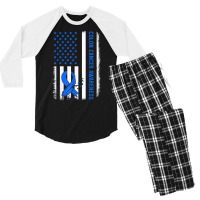 American Flag Colon Cancer Awareness Survivor Fighter T Shirt Men's 3/4 Sleeve Pajama Set | Artistshot