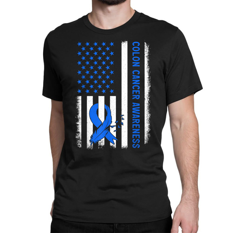 American Flag Colon Cancer Awareness Survivor Fighter T Shirt Classic T-shirt by adam.troare | Artistshot