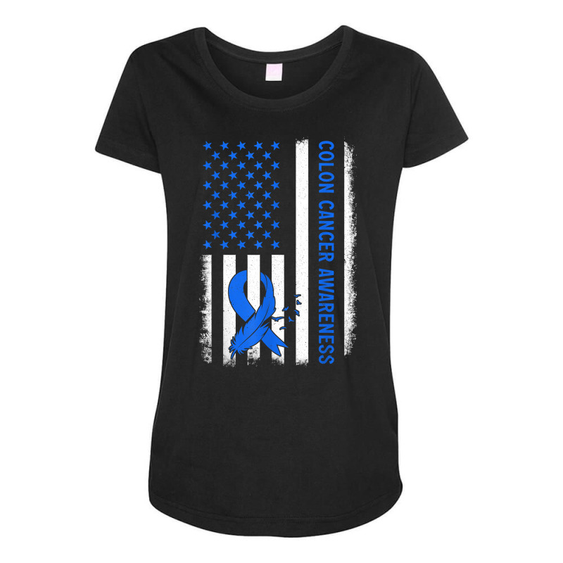 American Flag Colon Cancer Awareness Survivor Fighter T Shirt Maternity Scoop Neck T-shirt by adam.troare | Artistshot