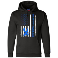 American Flag Colon Cancer Awareness Survivor Fighter T Shirt Champion Hoodie | Artistshot