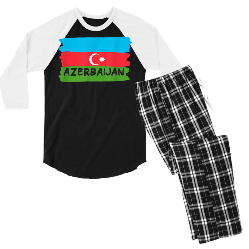 Azerbaijan T Shirt Men's 3/4 Sleeve Pajama Set | Artistshot