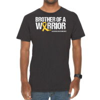 Childhood Cancer Awareness Brother Of A Warrior Ribbon T Shirt Vintage T-shirt | Artistshot